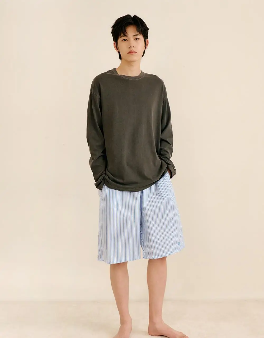 [류혜영 PICK] 마른파이브 코튼 스트라이프 버뮤다 파자마 팬츠 3colors (F/L, XL) 상세페이지 4